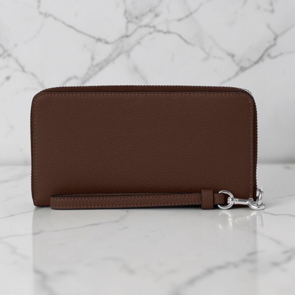 Coach Long Zip Around Leather Wallet in Maple Brown C4451 - Picture 2 of 4